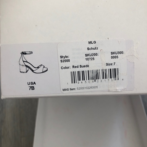 Schutz Roama Red Suede Block Heel Sandals - Picture 13 of 15